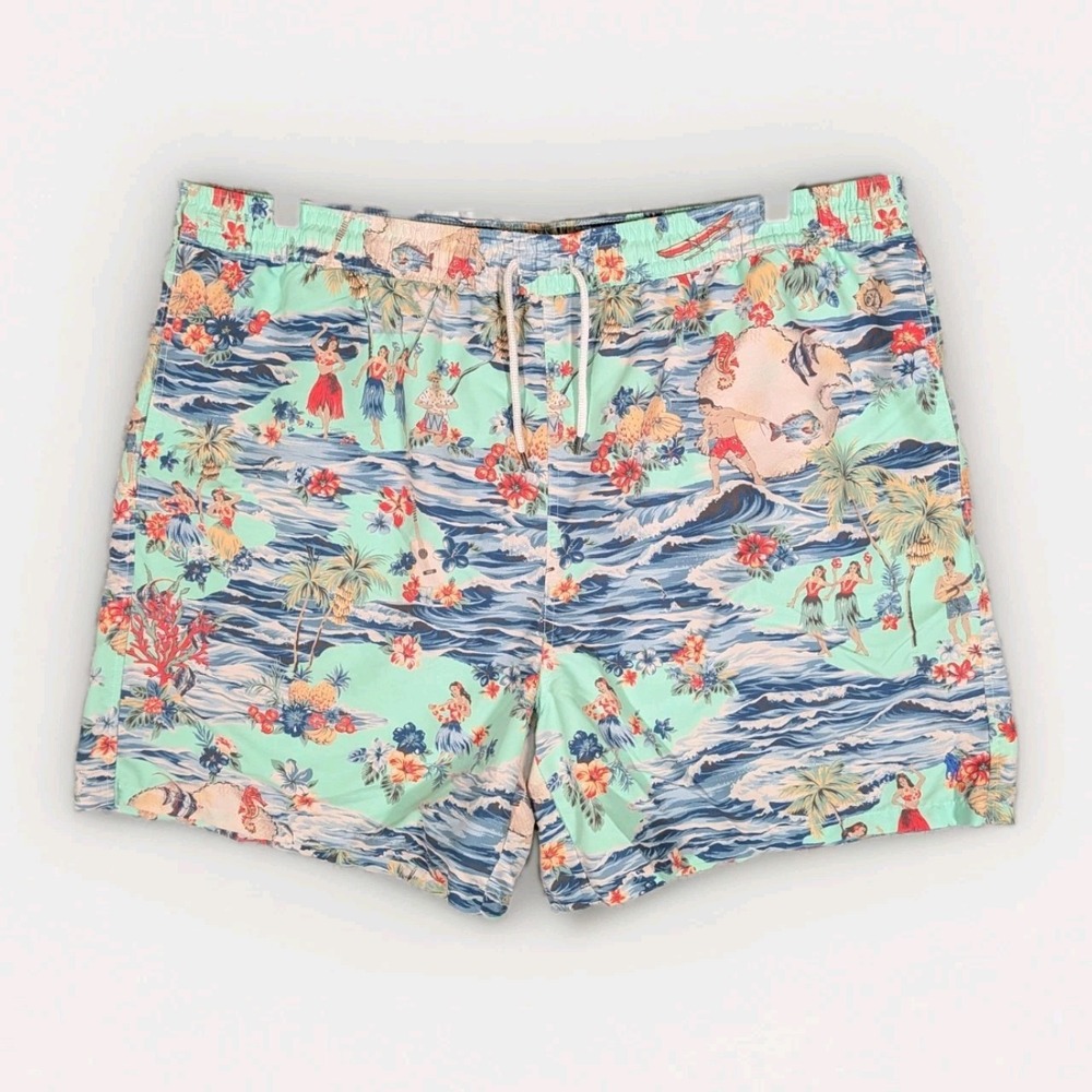 Polo Ralph Lauren Lined Swim Trunks Men's 4XB AOP Hawaii Aloha Hula Tropical